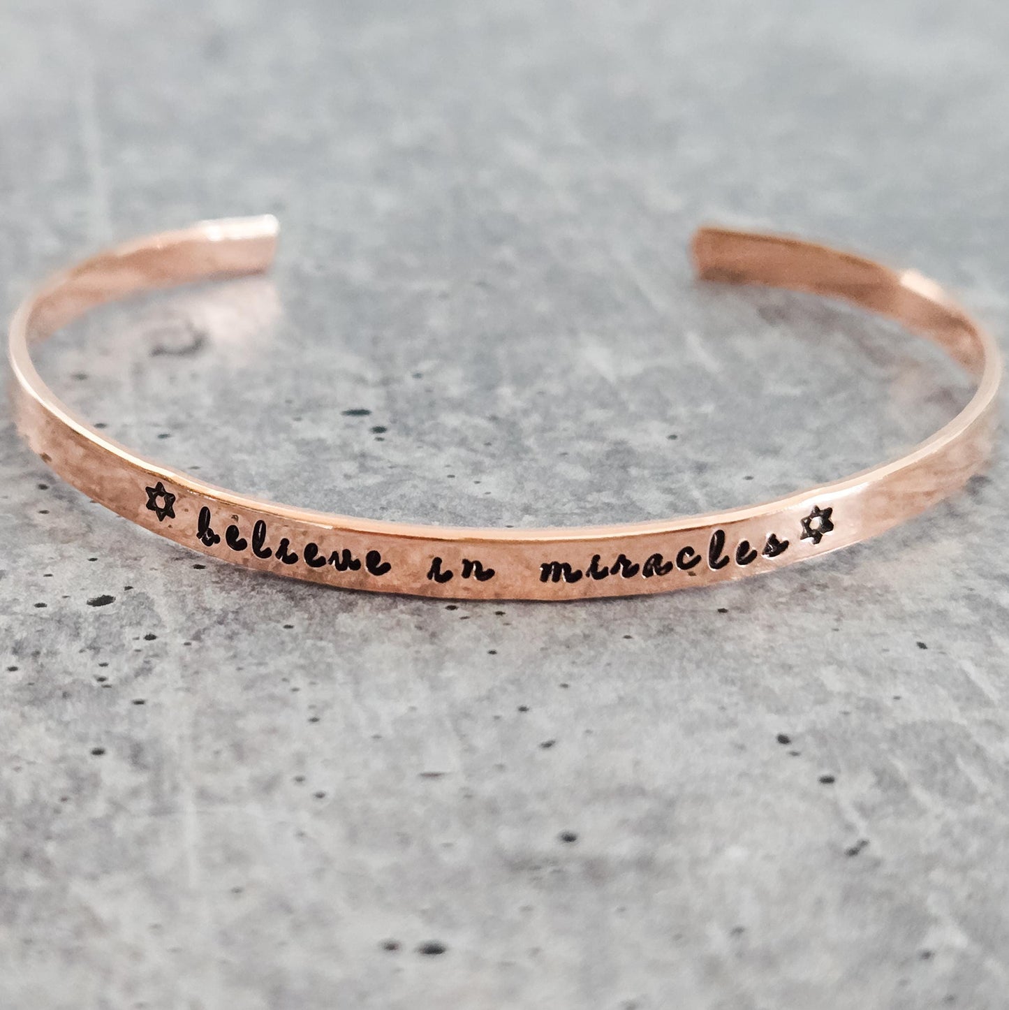 Believe in Miracles Hanukkah Adjustable Skinny Cuff Bracelet