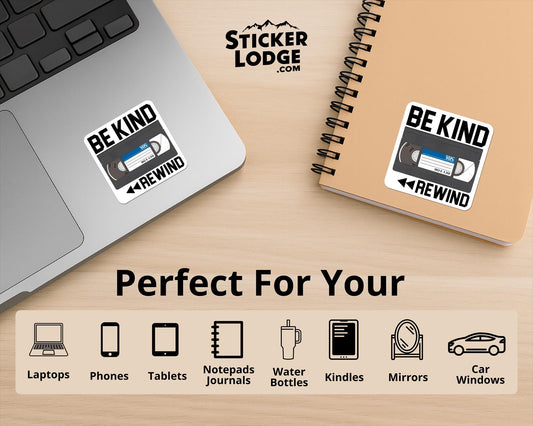 Be Kind Rewind Retro VHS Tape Vinyl Sticker