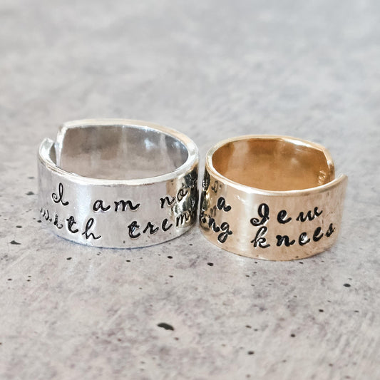 Not a Jew with Trembling Knees Open Back Wide Band Ring