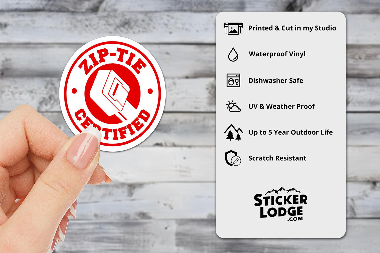 Zip-Tie Certified Vinyl Sticker