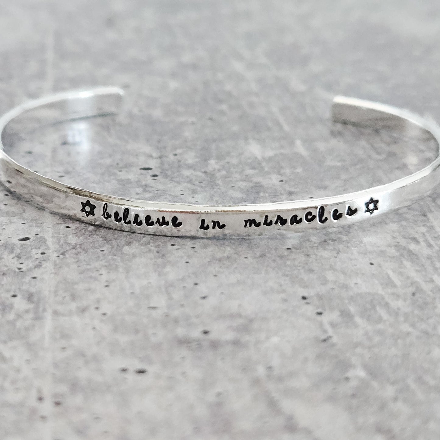 Believe in Miracles Hanukkah Adjustable Skinny Cuff Bracelet
