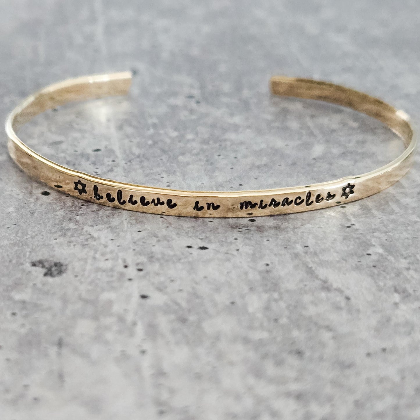 Believe in Miracles Hanukkah Adjustable Skinny Cuff Bracelet