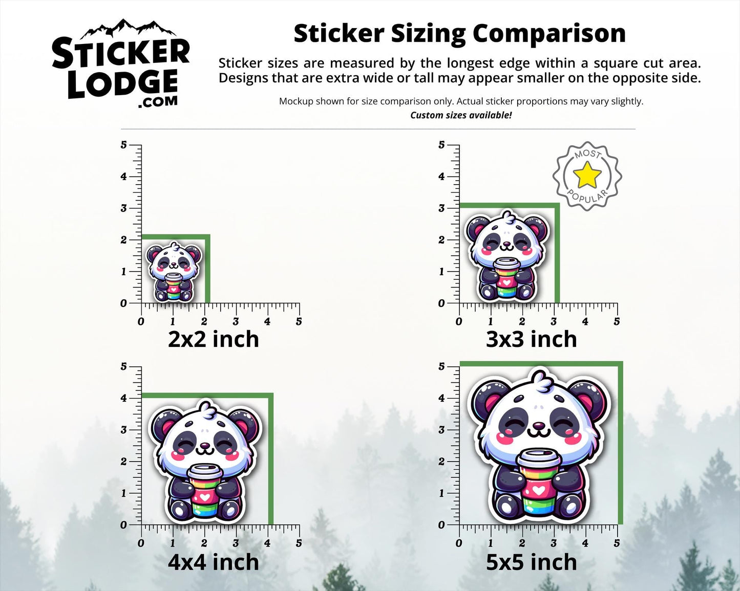 Cute Panda Bear with Coffee Vinyl Sticker