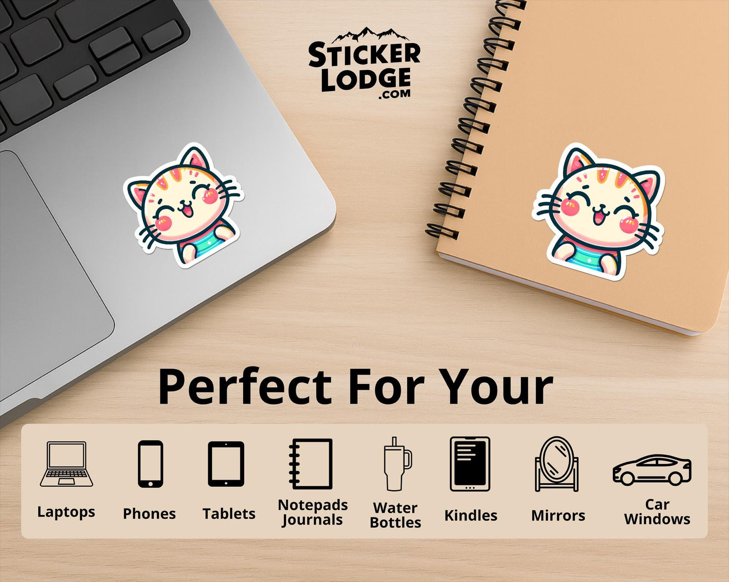 Happy Cat Kawaii Vinyl Sticker