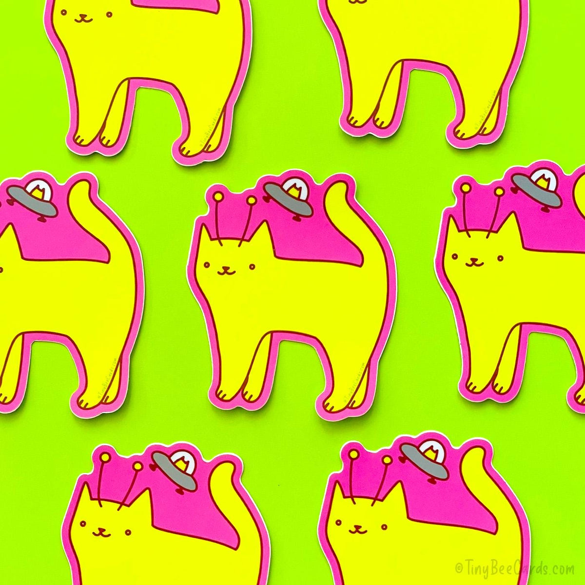 Alien Cat Vinyl Sticker - Outer Space UFO Kitty Decal