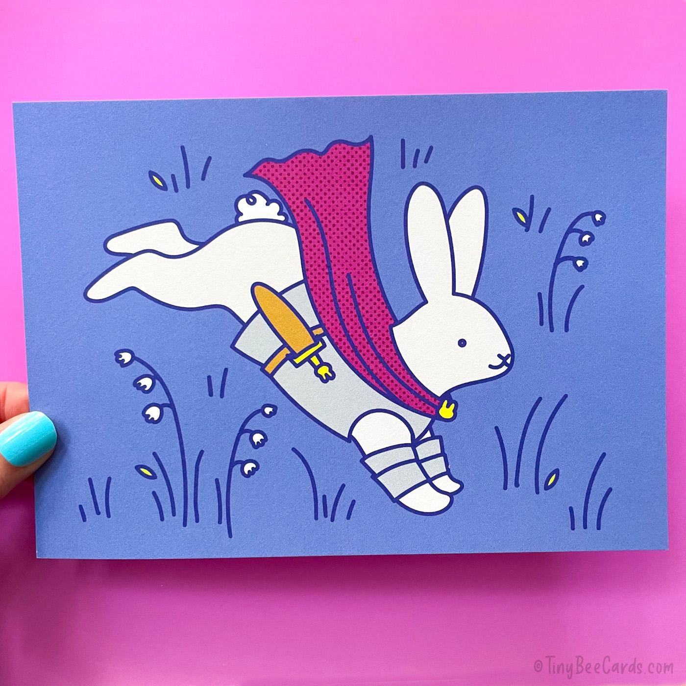 Medieval Bunny Art Print - Rabbit Quest With Dagger (5x7)
