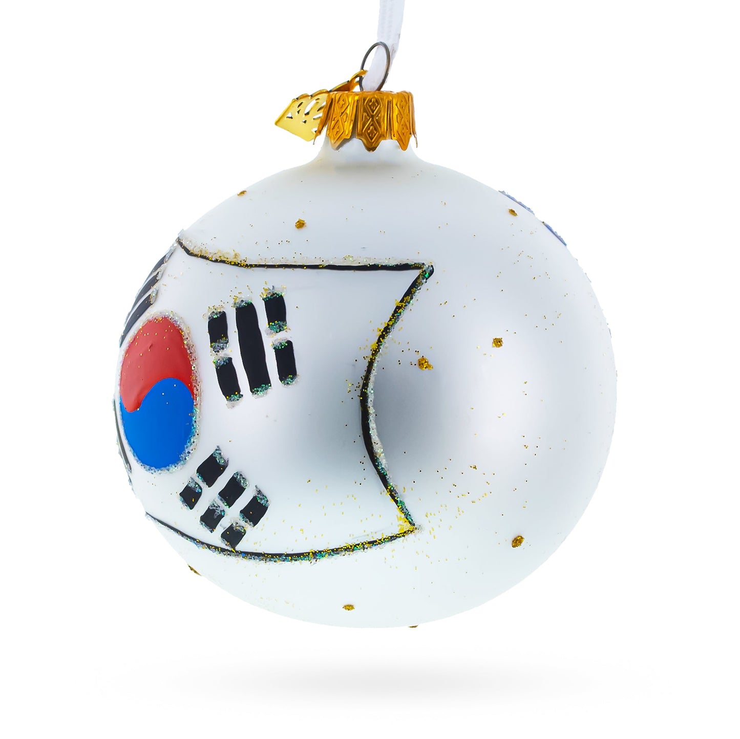 Flag of South Korea Glass Ball Christmas Ornament 3.25 Inches