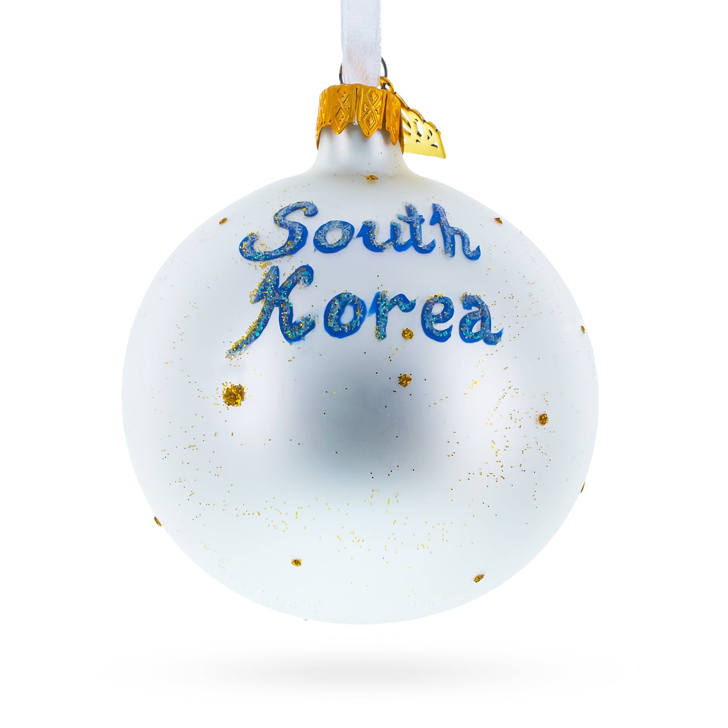 Flag of South Korea Glass Ball Christmas Ornament 3.25 Inches
