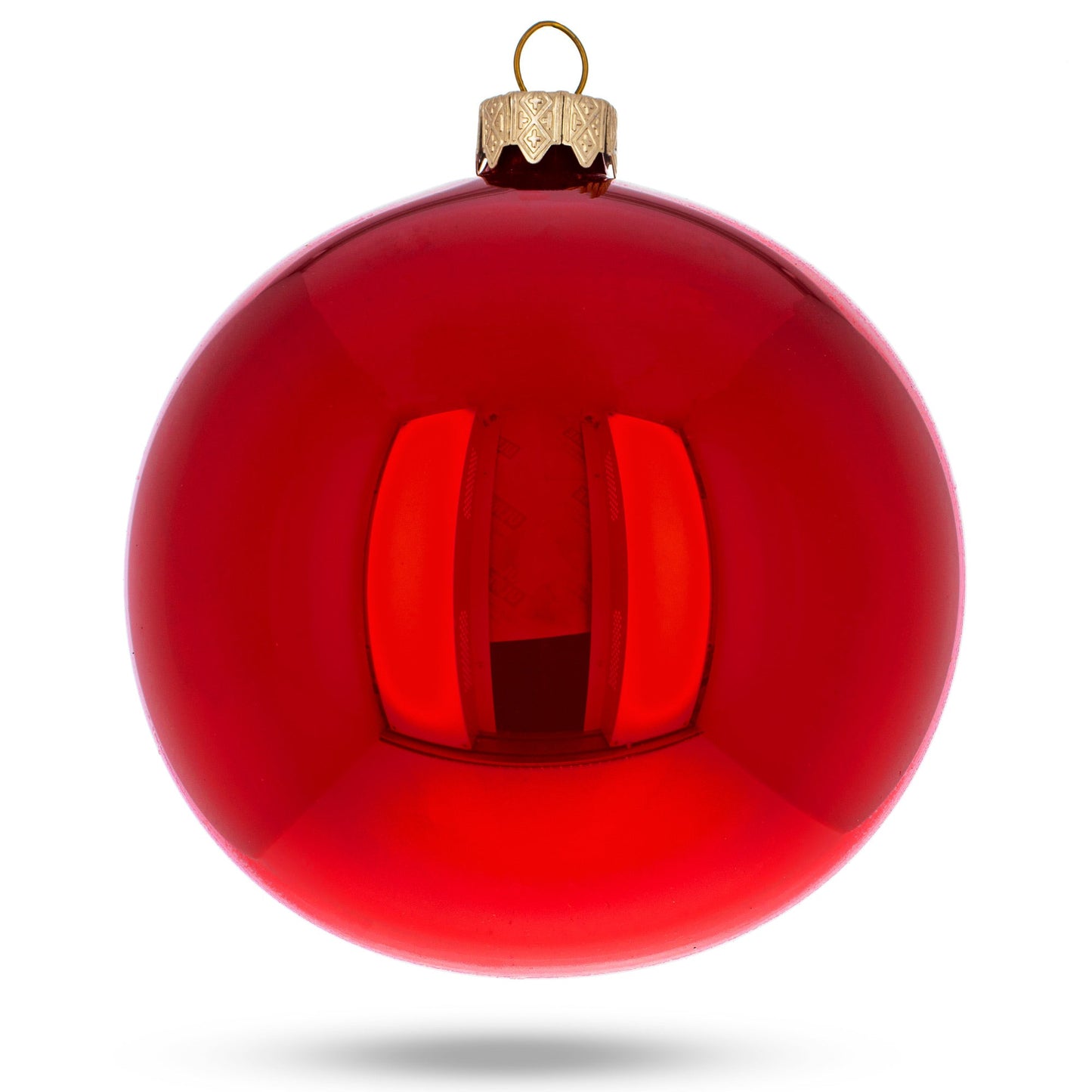 Set of 4 Glossy Red Glass Ball Christmas Ornaments 4 Inches