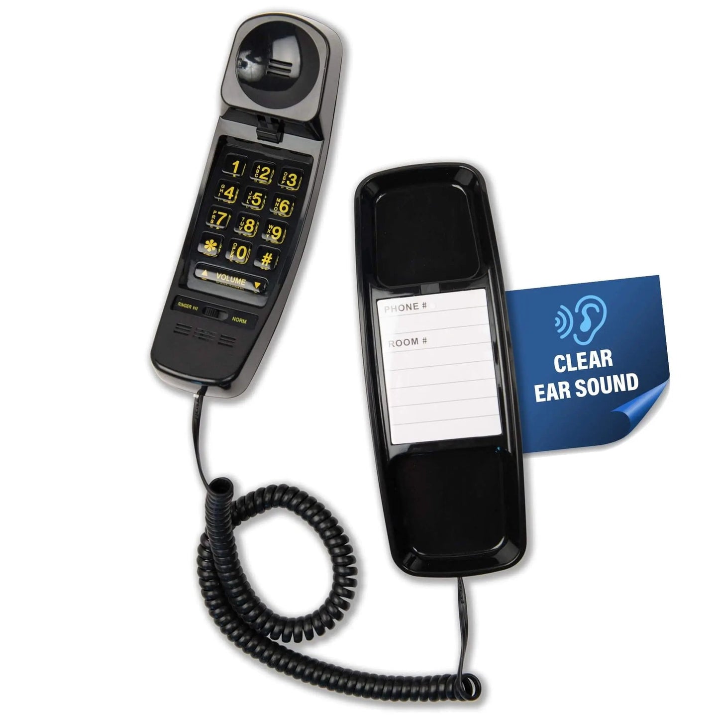 Med-Pat T-4 Trimline Telephone — Corded Amplified Phone, Wall-Mountable & Hearing Aid Compatible for Seniors