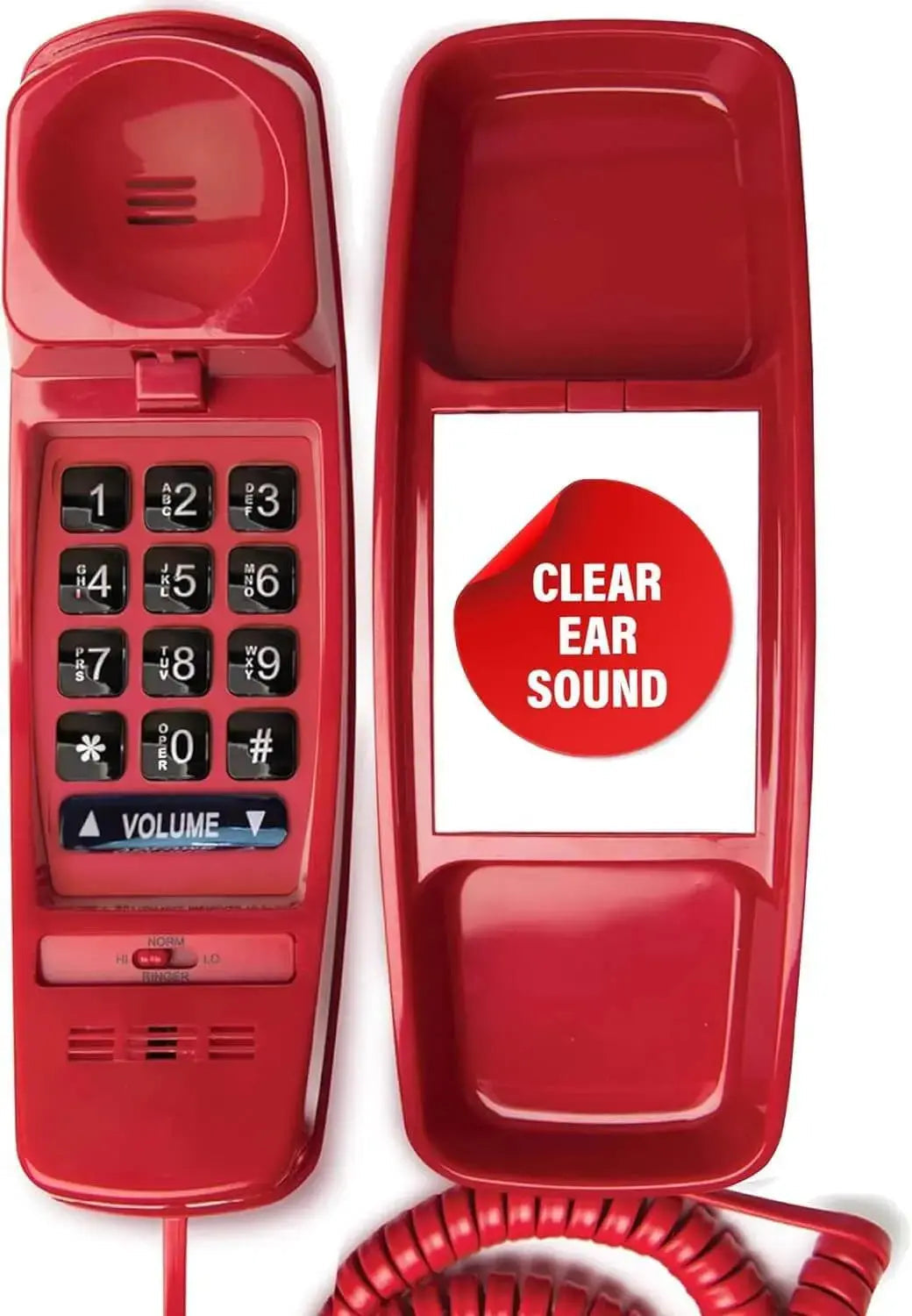 Med-Pat T-4 Trimline Telephone — Corded Amplified Phone, Wall-Mountable & Hearing Aid Compatible for Seniors