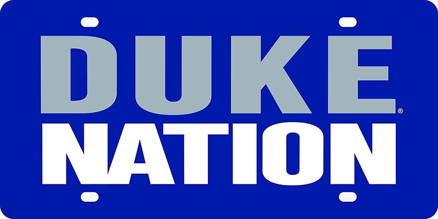 Duke University Blue Devils Premium Laser Cut Tag License Plate, nation, Mirrored Acrylic Inlaid, 6x12 Inch