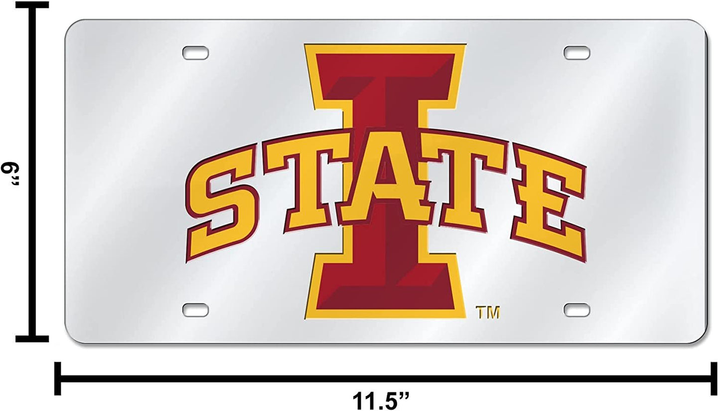 Iowa State University Cyclones Premium Laser Cut Tag License Plate, Mirrored Acrylic Inlaid, 12x6 Inch