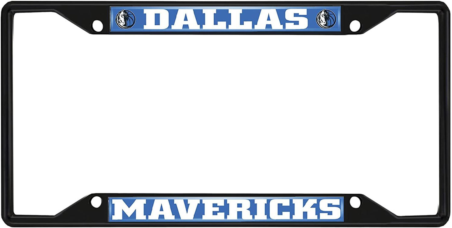 FANMATS 31329 Dallas Mavericks Metal License Plate Frame Black Finish