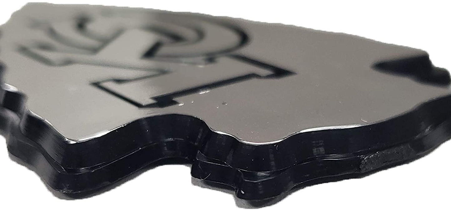 University of Kansas Jayhawks Auto Emblem, Plastic Molded, Silver Chrome Color, Raised 3D Effect, Adhesive Backing