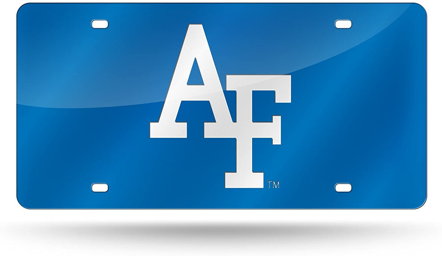 Air Force Academy Falcons Premium Laser Cut Tag License Plate, Blue Mirrored Acrylic Inlaid, 12x6 Inch