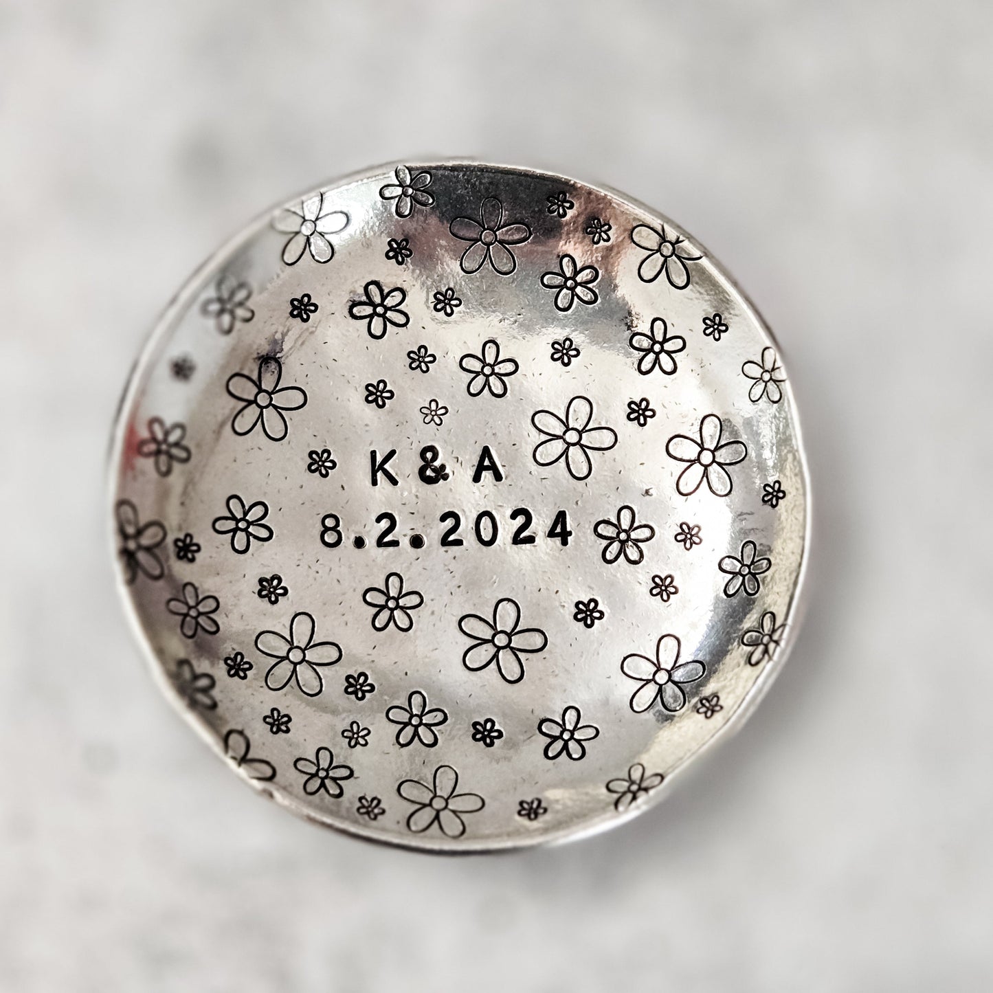 Daisy Pewter Ring Dish