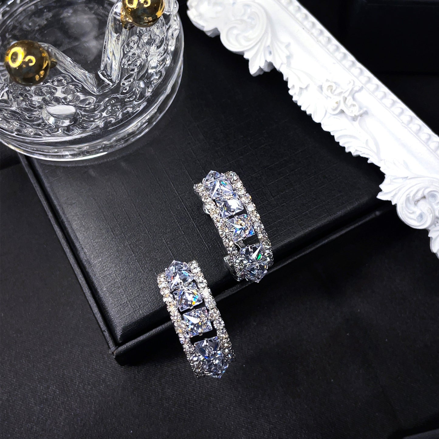 Princess Crystal Hoops Earrings