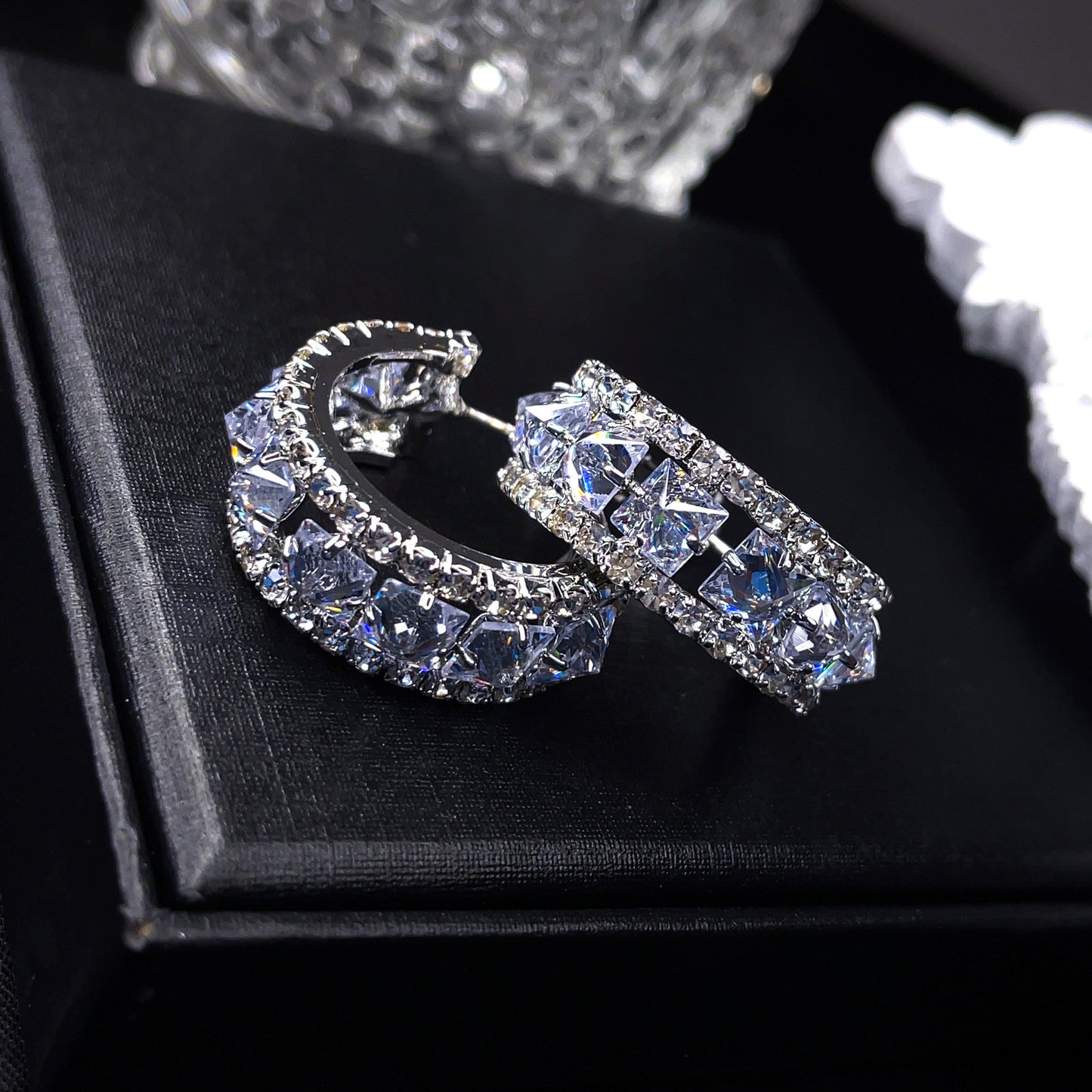 Princess Crystal Hoops Earrings
