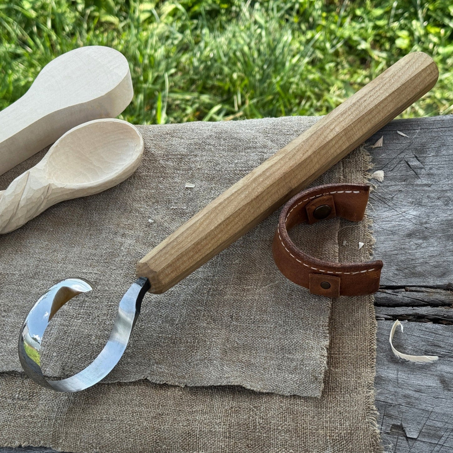 Small Spoon Carving Hook Knife with Octagonal Handle, 6 cm (2.36 inches)