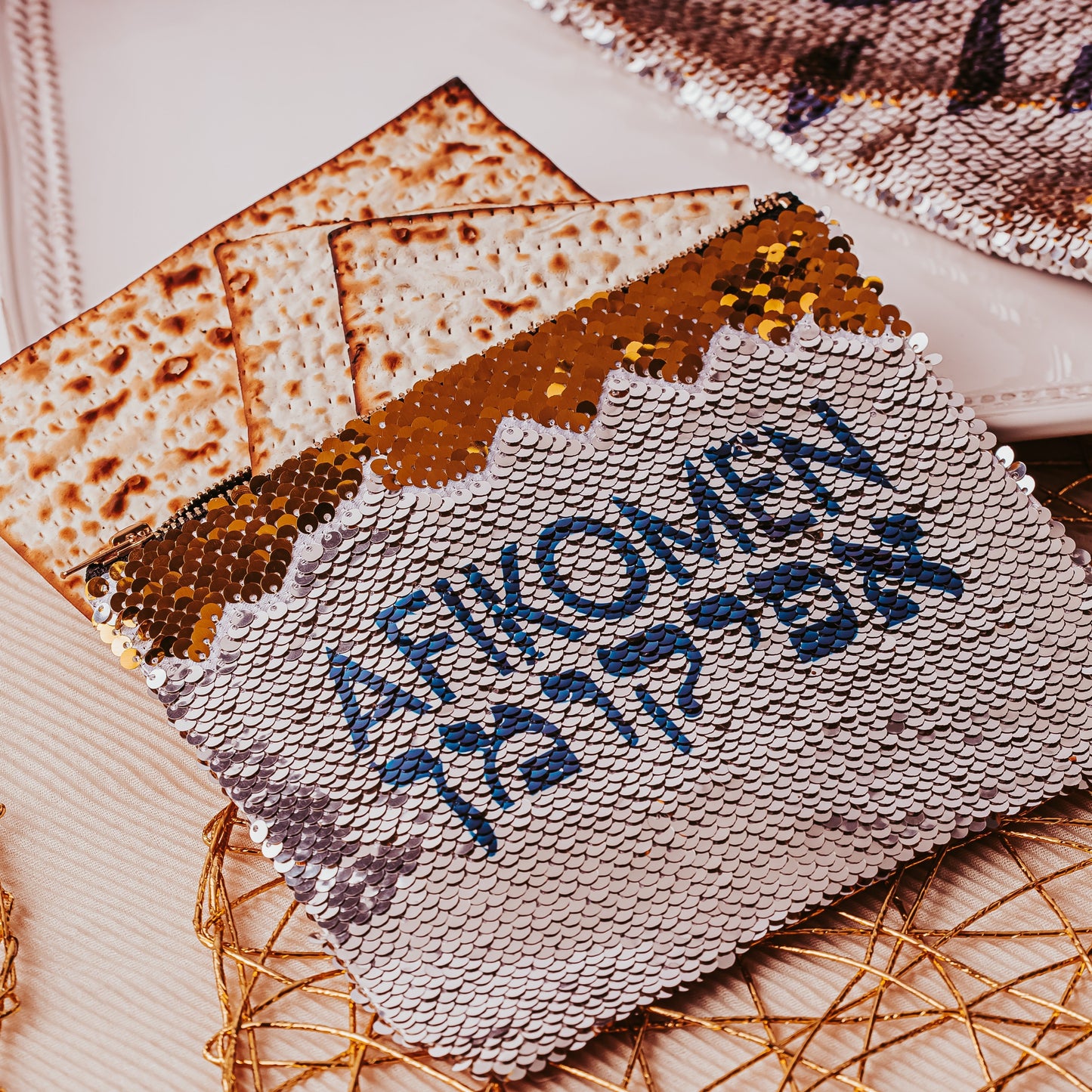 Afikomen Sequin Passover Matzah Pouch