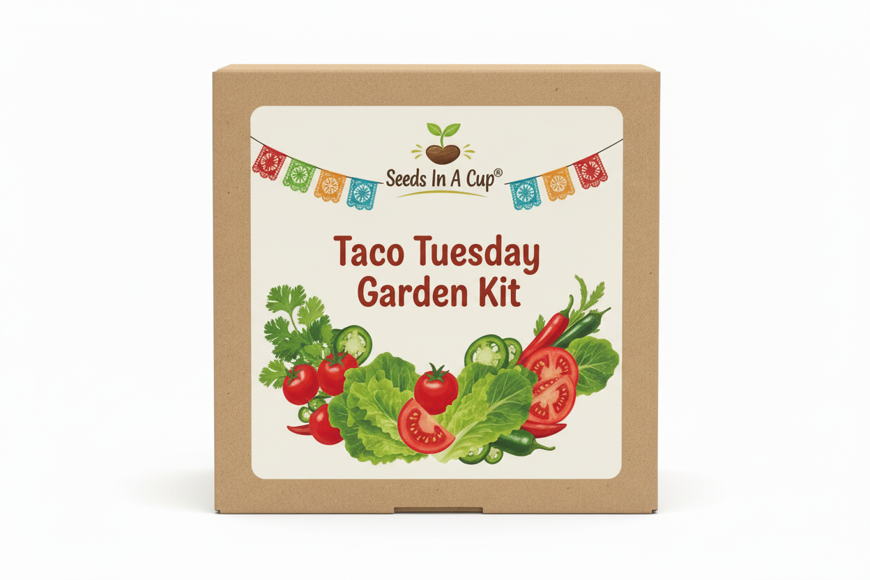Taco Tuesday Garden Kit | Tomato, Cilantro, Lettuce & Jalapeno Pepper | Seeds In A Cup®
