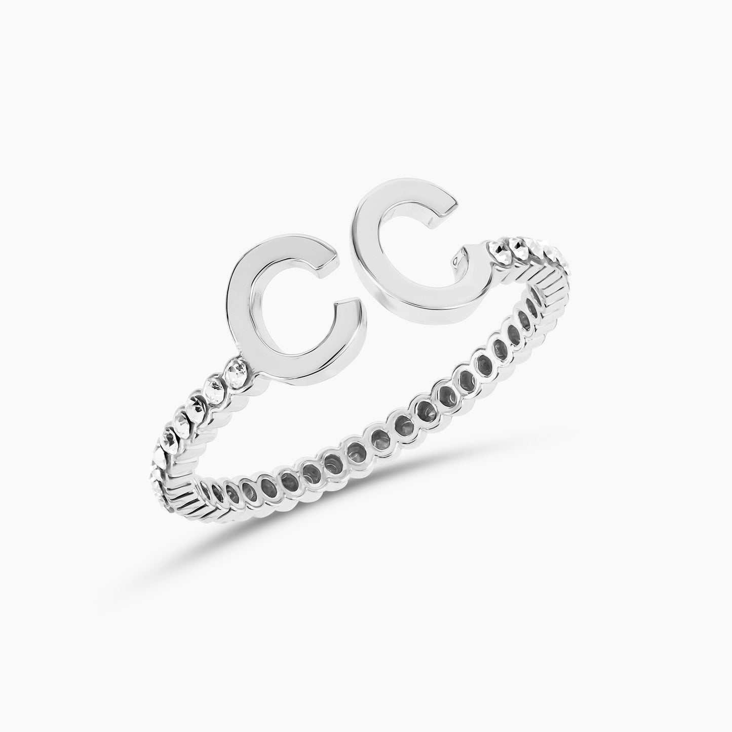 Dainty Iced Out Double Initial Ring