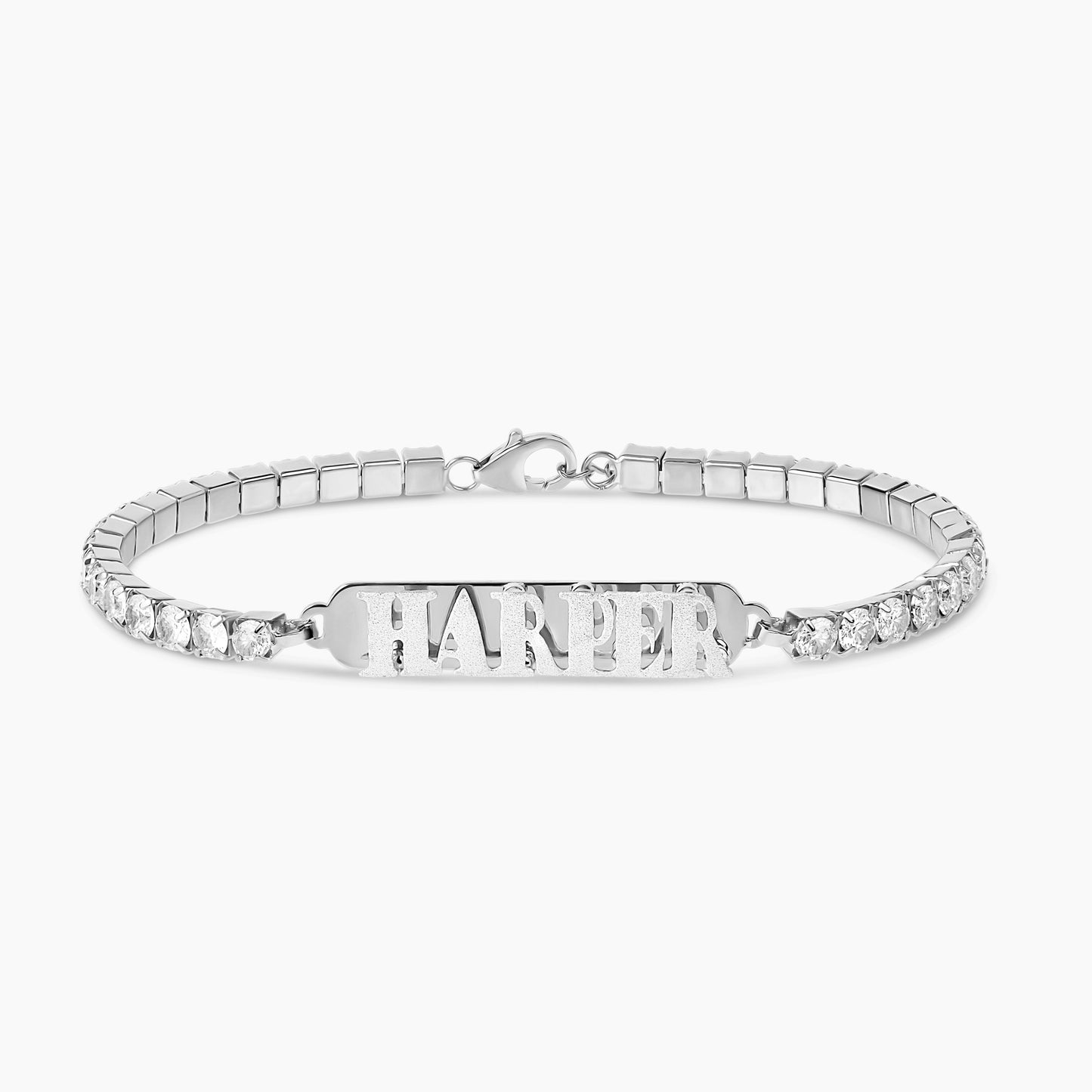 Double Plated Satin Name Bracelet | 4mm Tennis Chain