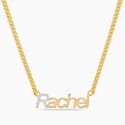THICK 5mm Iced Initial Block Name Necklace
