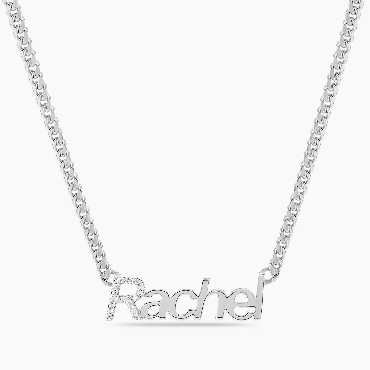 THICK 5mm Iced Initial Block Name Necklace