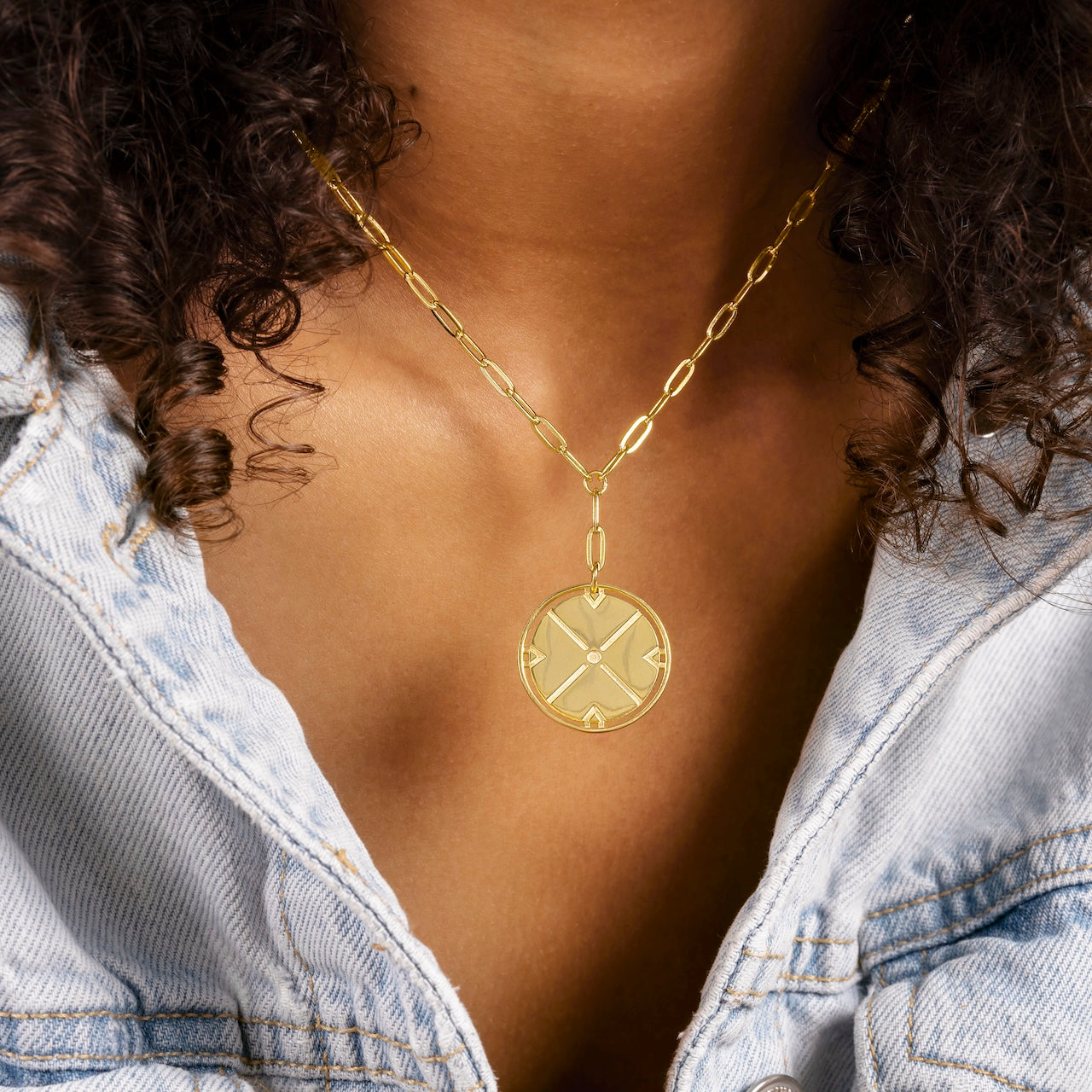 Engraved Compass Pendant