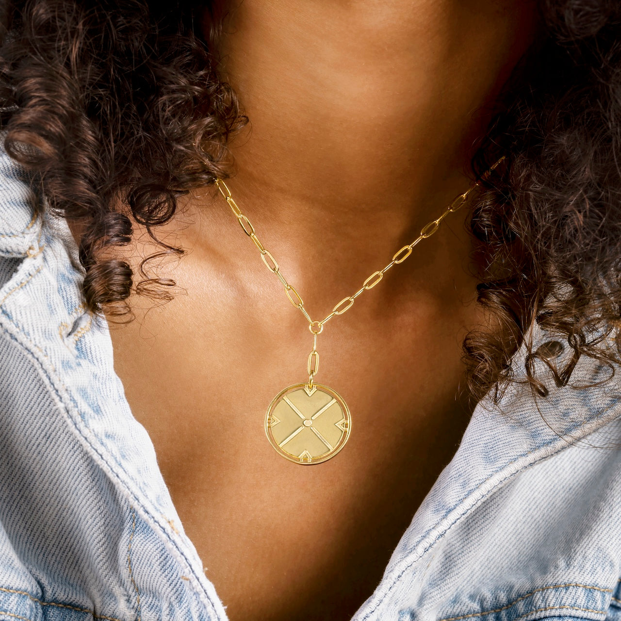 Engraved Compass Pendant