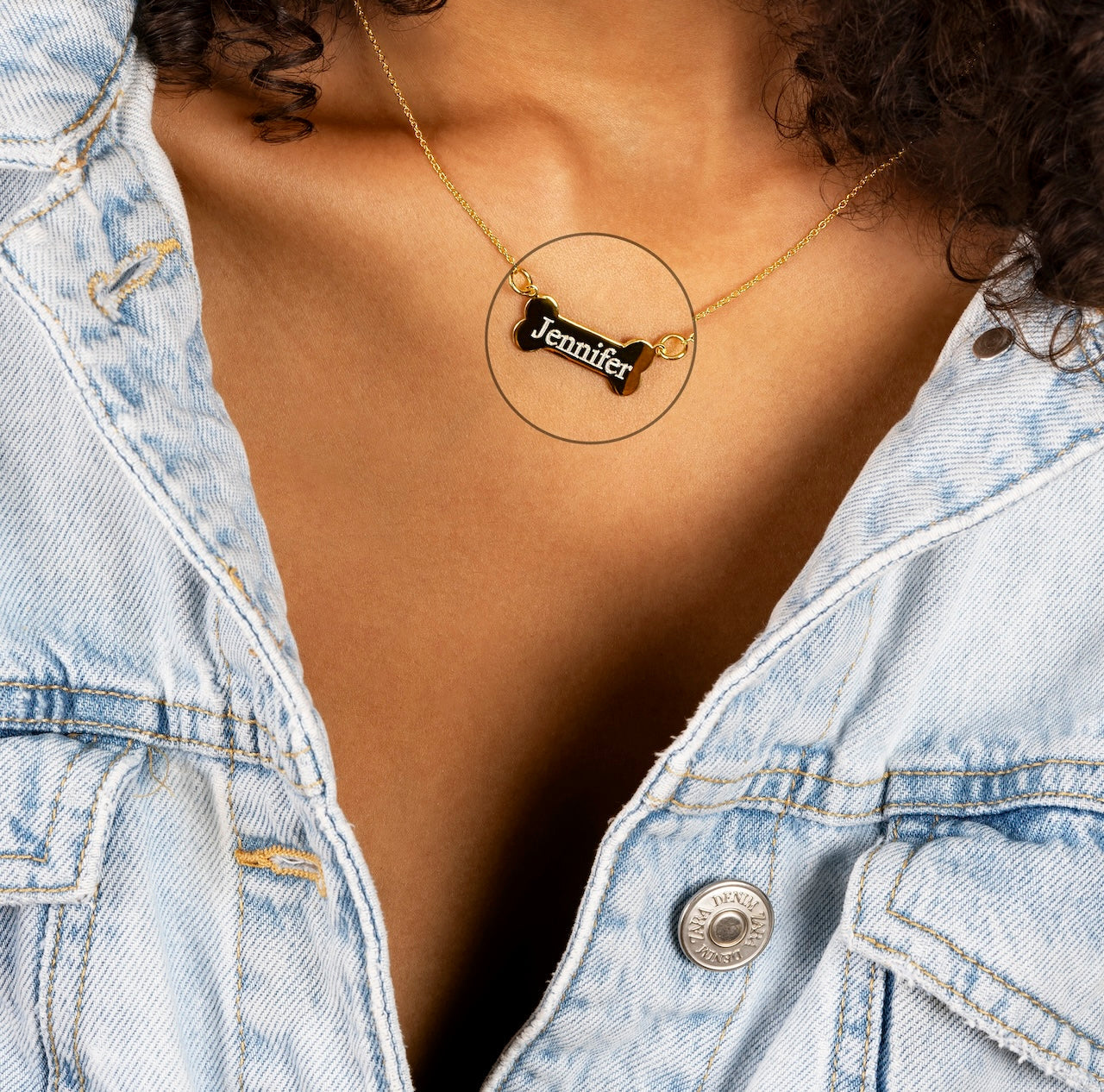 Engraved Dog Bone Pendant Necklace