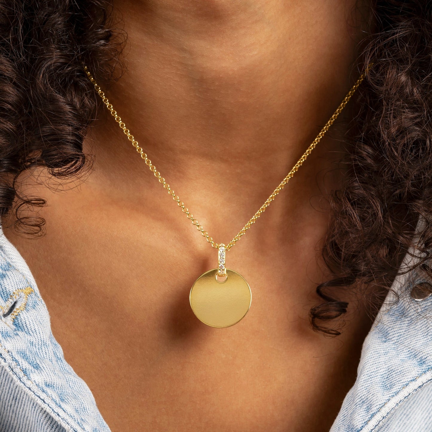 Engraved Circle with Iced Loop