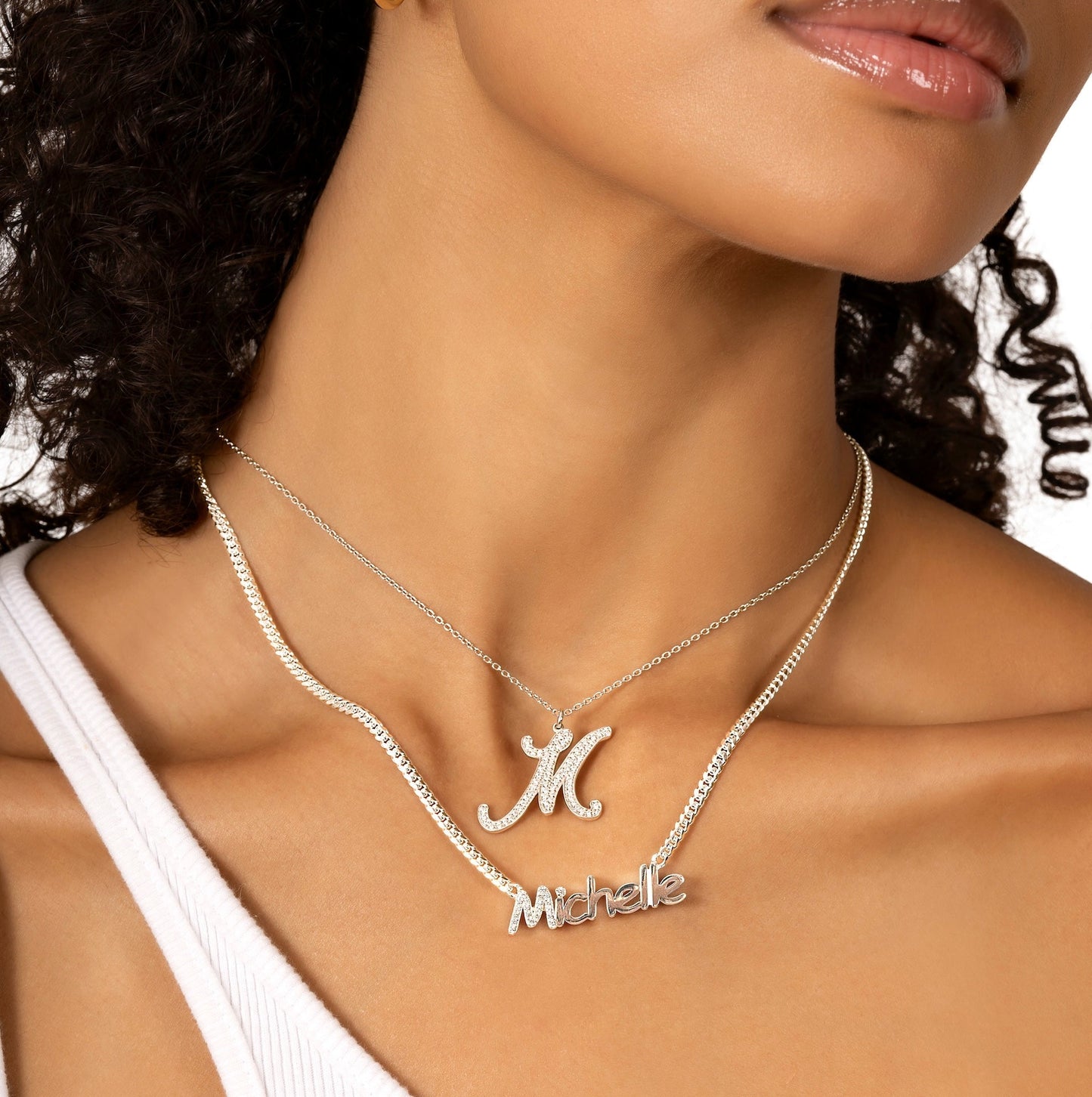 THICK 5mm Iced Initial Block Name Necklace