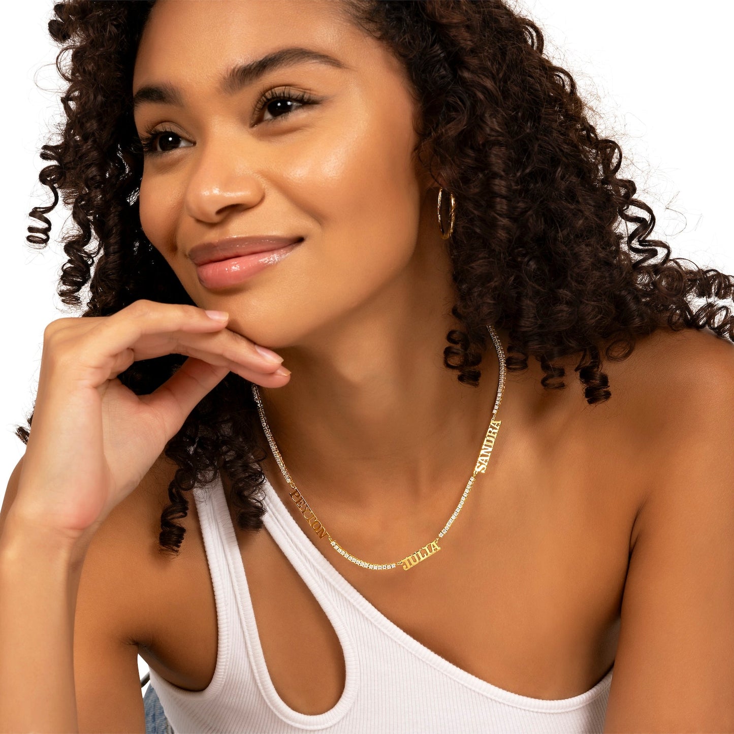 2mm Tennis Chain Three Name Necklace