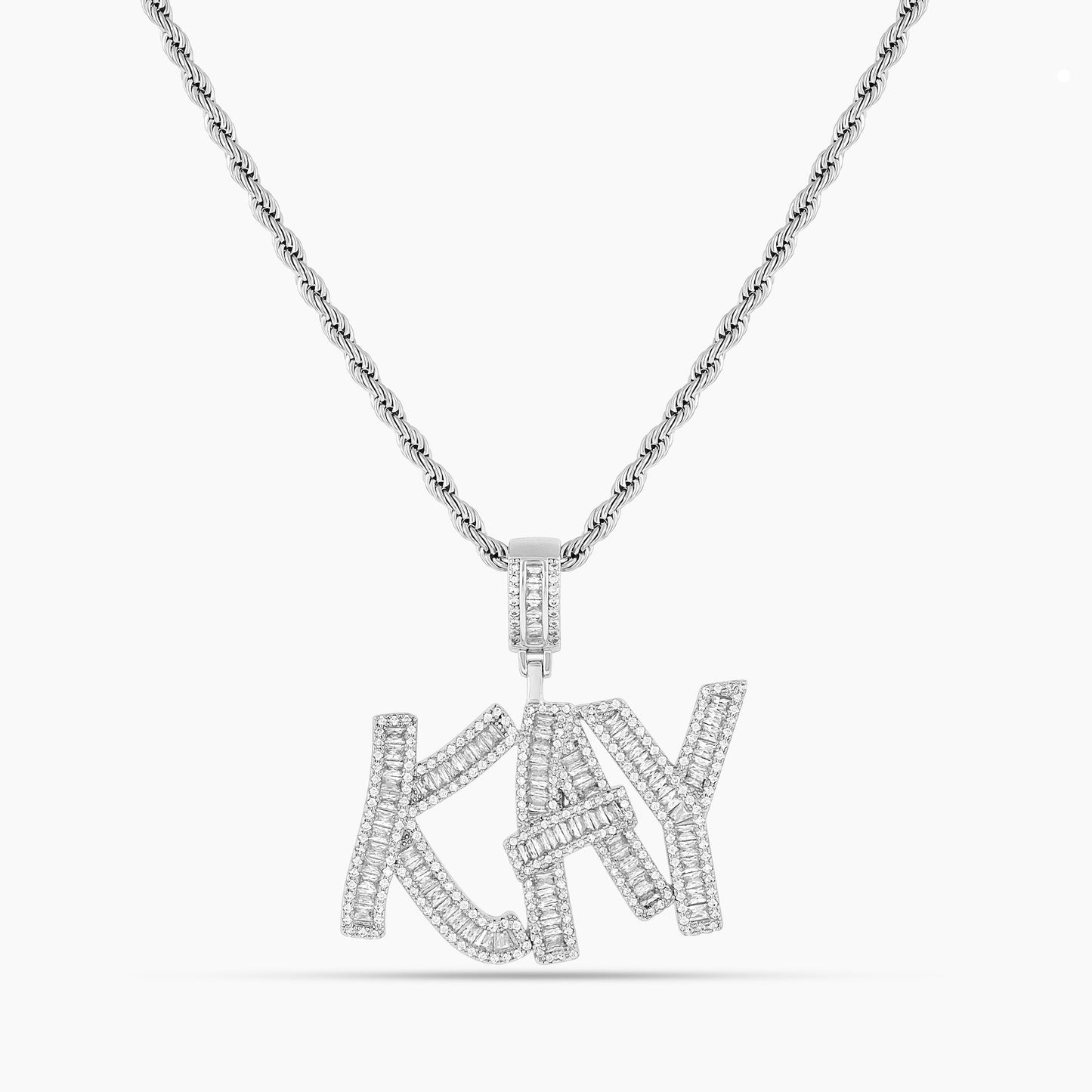Men's Iced Out Baguette Name Pendant