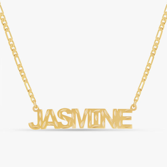 Kid's Diamond Cut Block Name Necklace