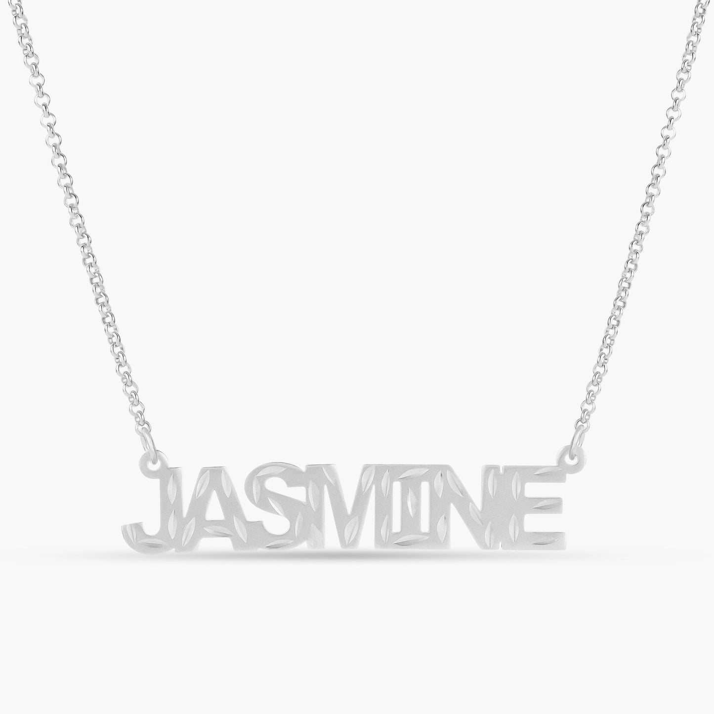 Kid's Diamond Cut Block Name Necklace