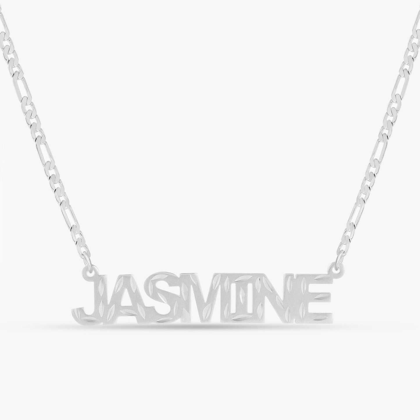 Diamond Cut Block Name Necklace