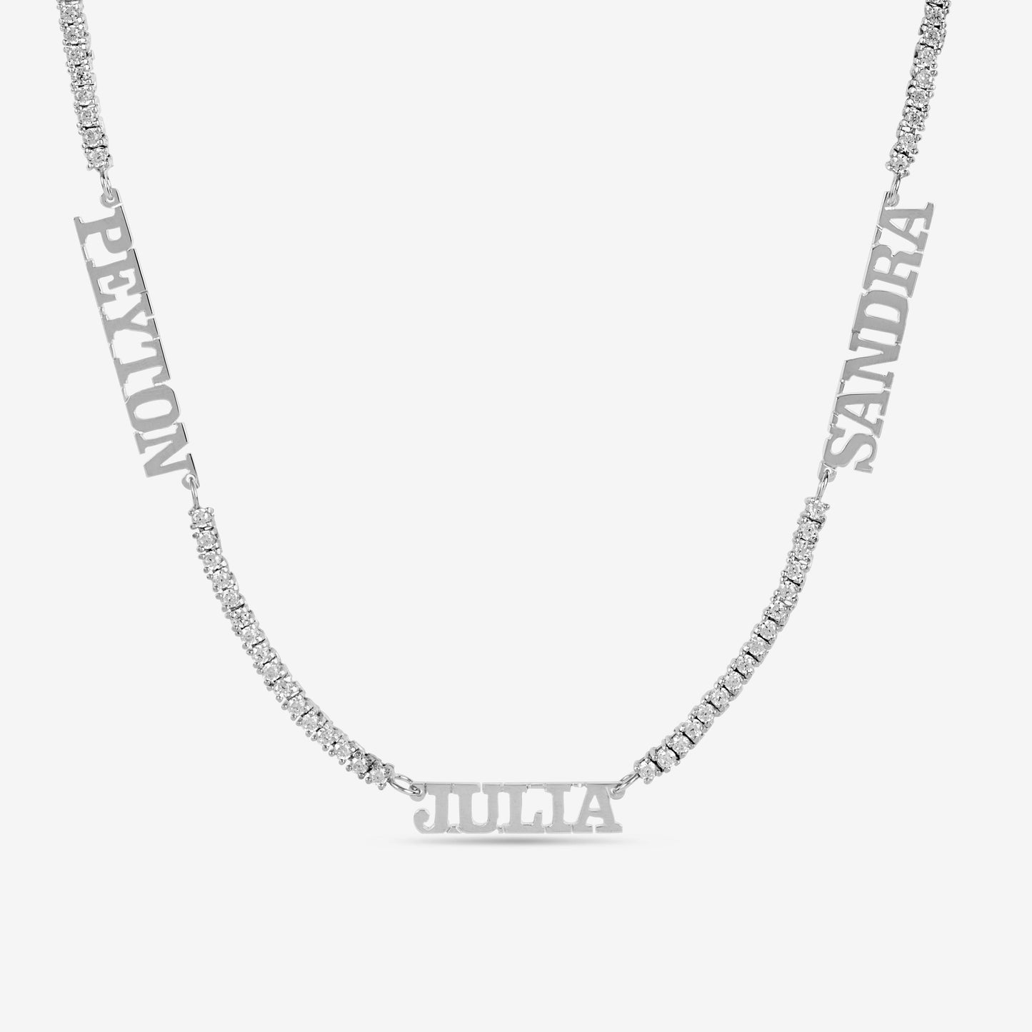 2mm Tennis Chain Three Name Necklace