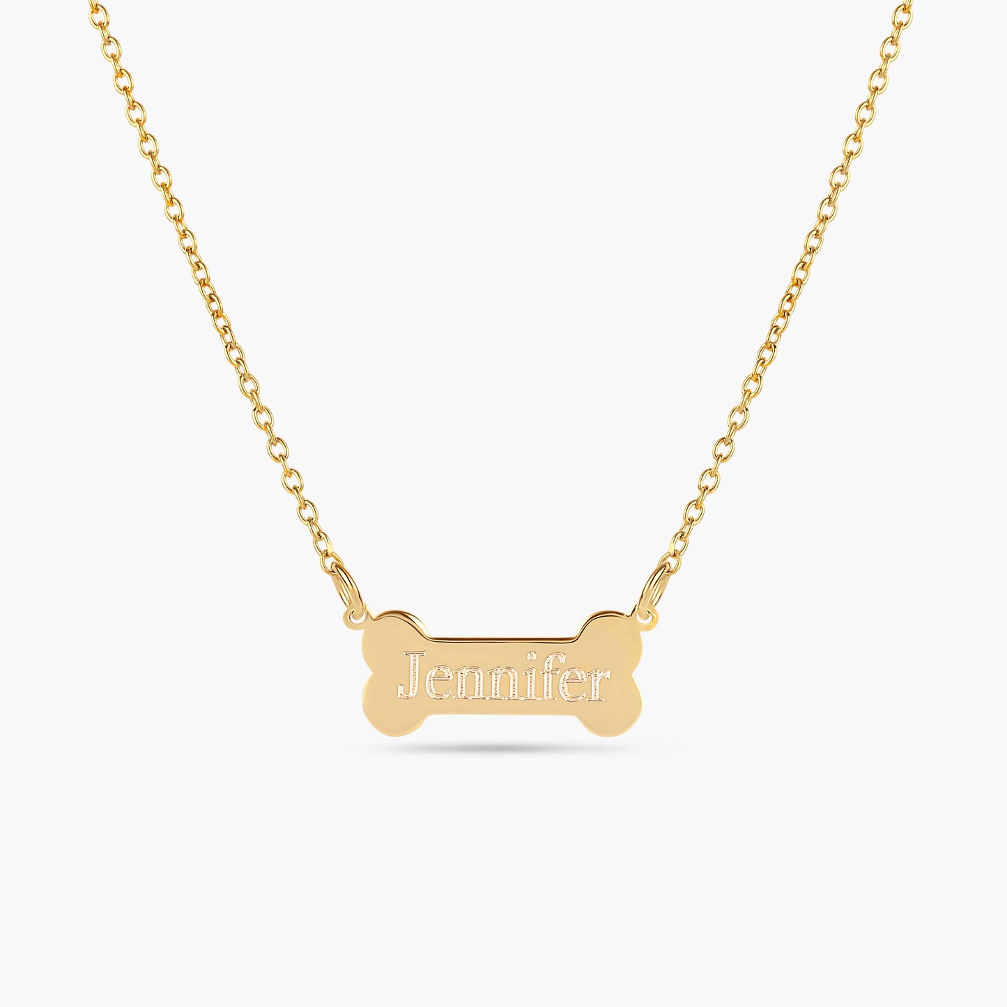 Engraved Dog Bone Pendant Necklace