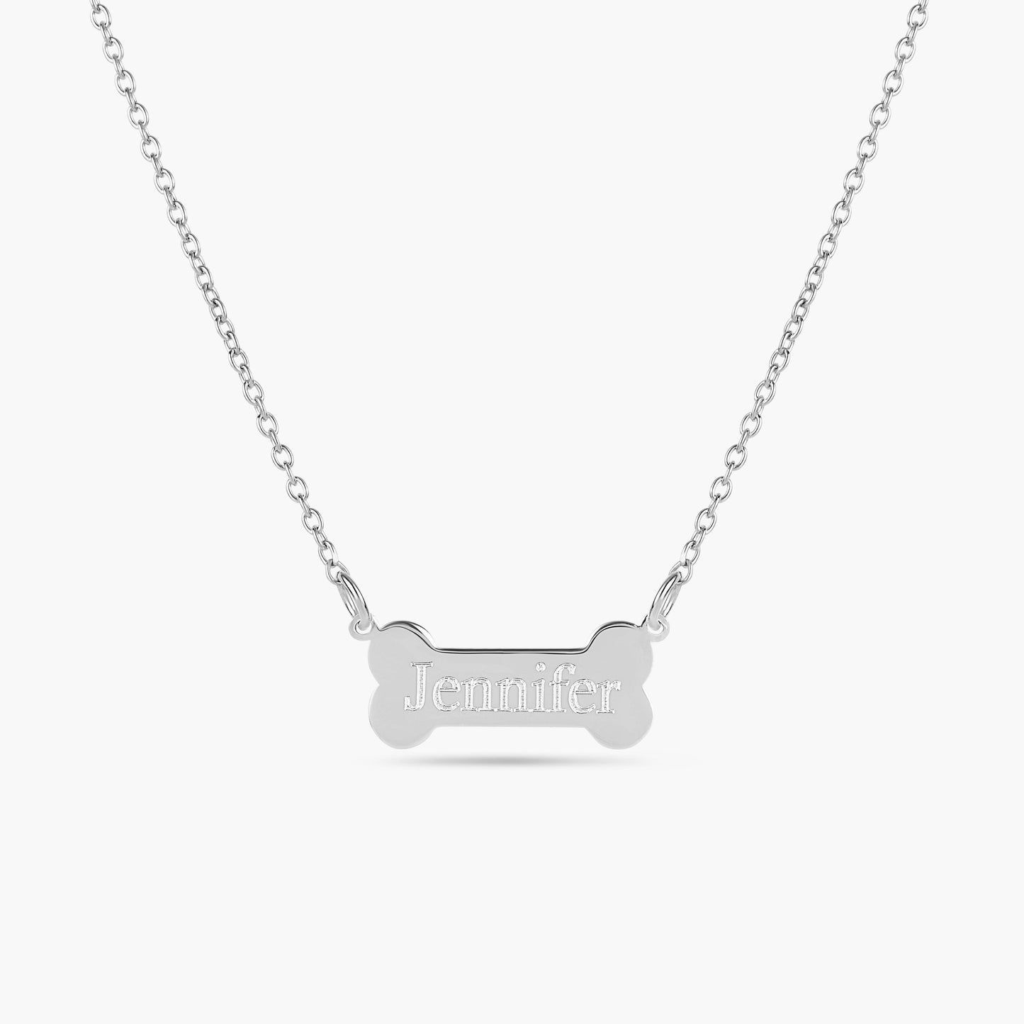 Engraved Dog Bone Pendant Necklace