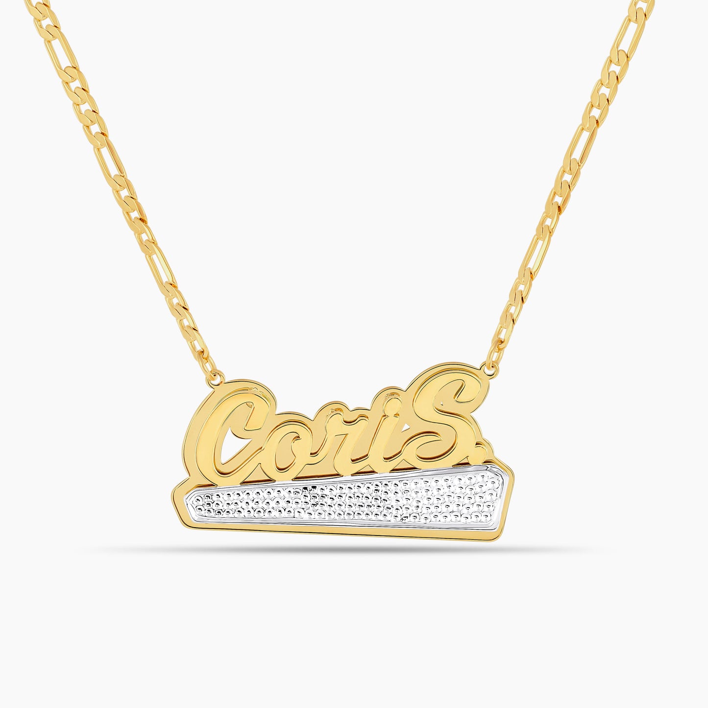 Double Plated Beaded Bar Name Necklace