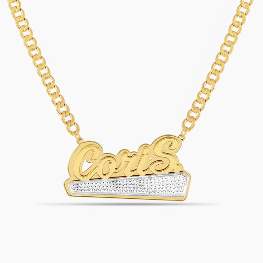 Double Plated Beaded Bar Name Necklace