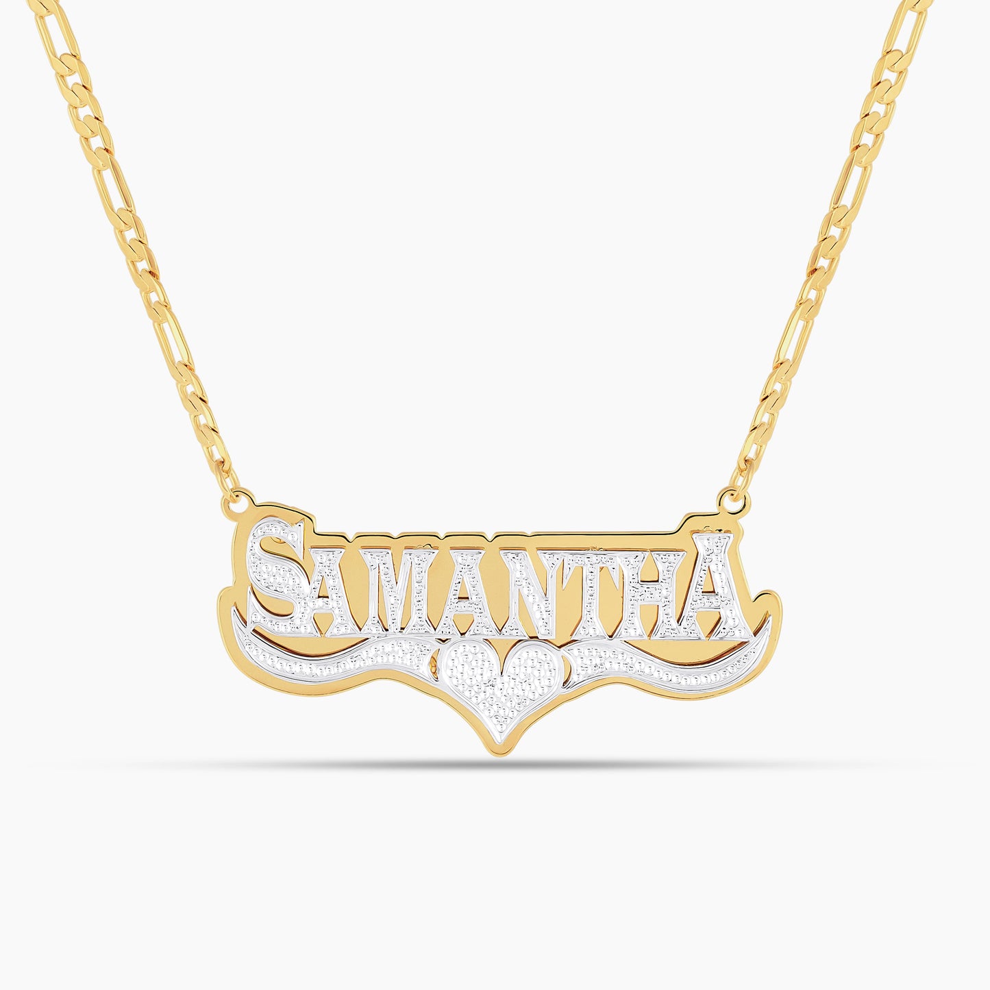 Double Plated HeartCrest Name Necklace