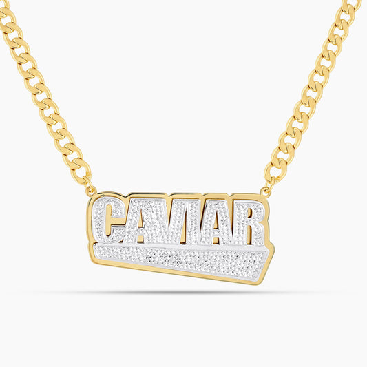 Double Plated Luxe Block Name Necklace