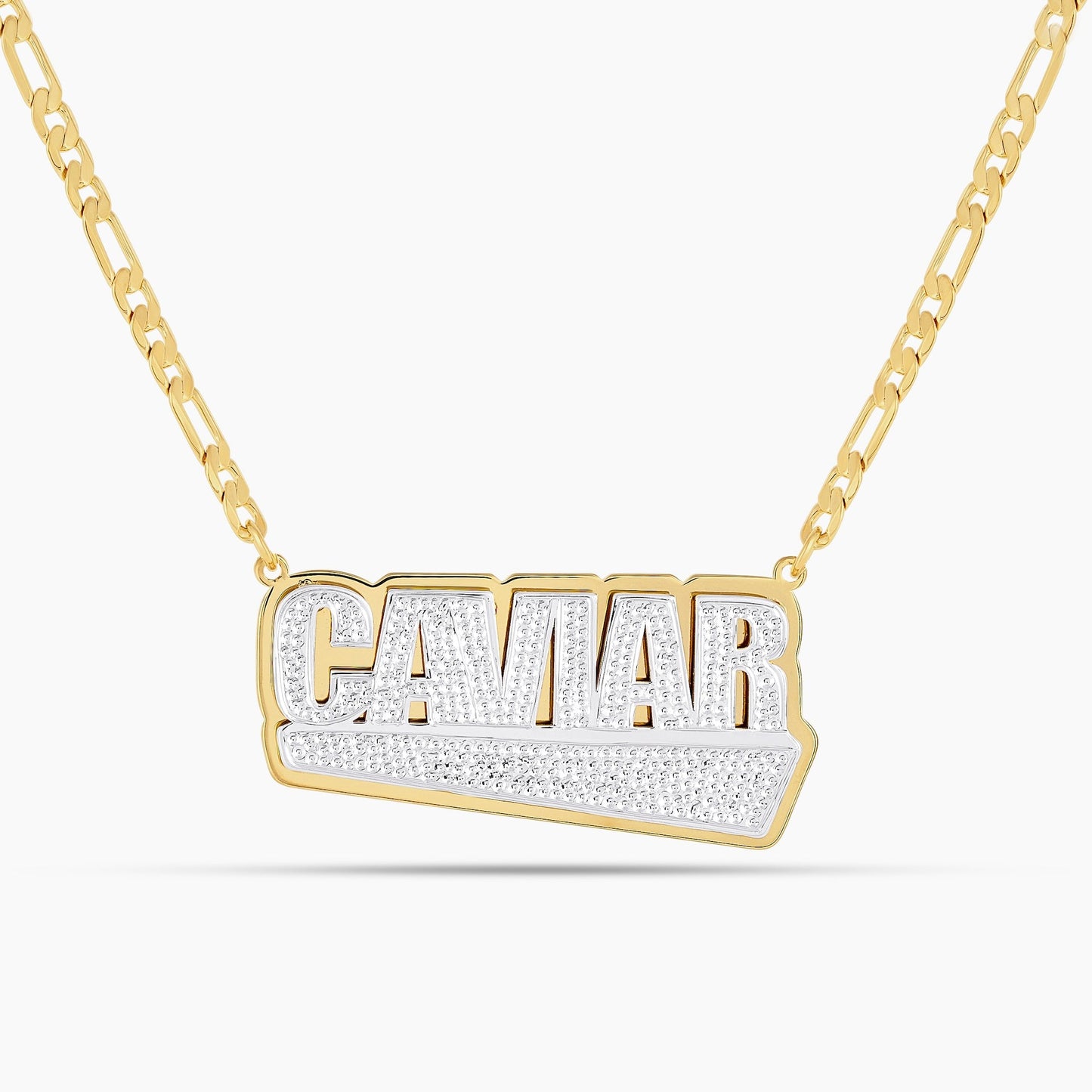 Double Plated Luxe Block Name Necklace