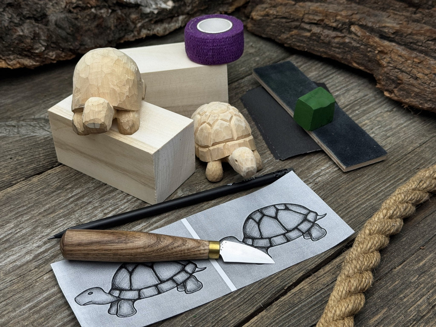 Turtle Carving Kit – Complete Starter Whittling Kit for Beginners, Adults, Teens, and Kids