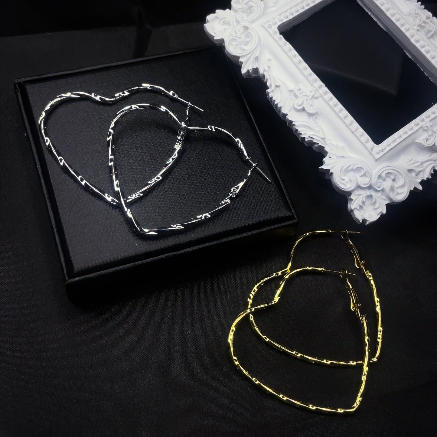 Twisted Heart Hoops Earrings